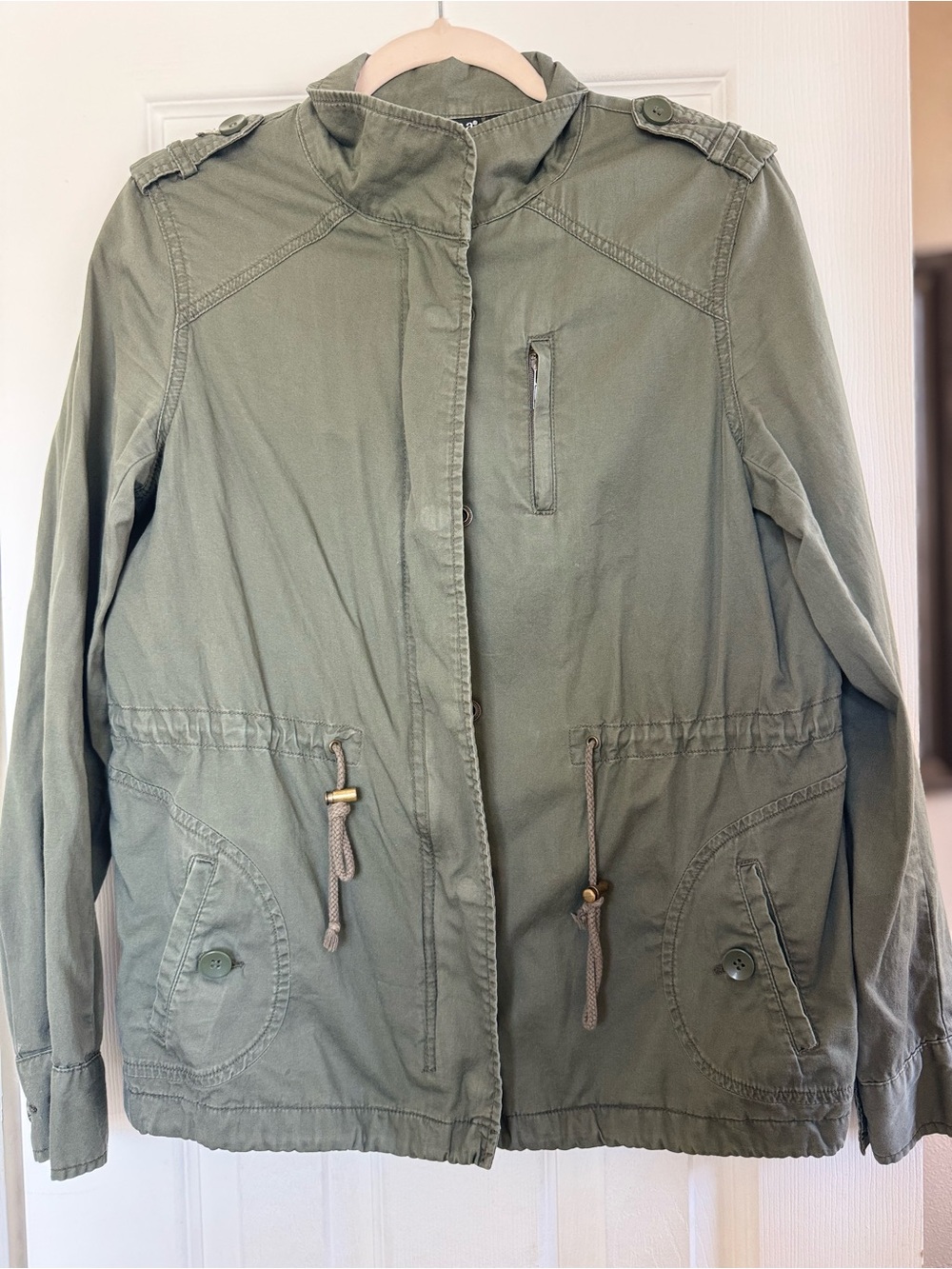 a.n.a Olive Green Utility Jacket with Drawstring Waist - Picture 2 of 3